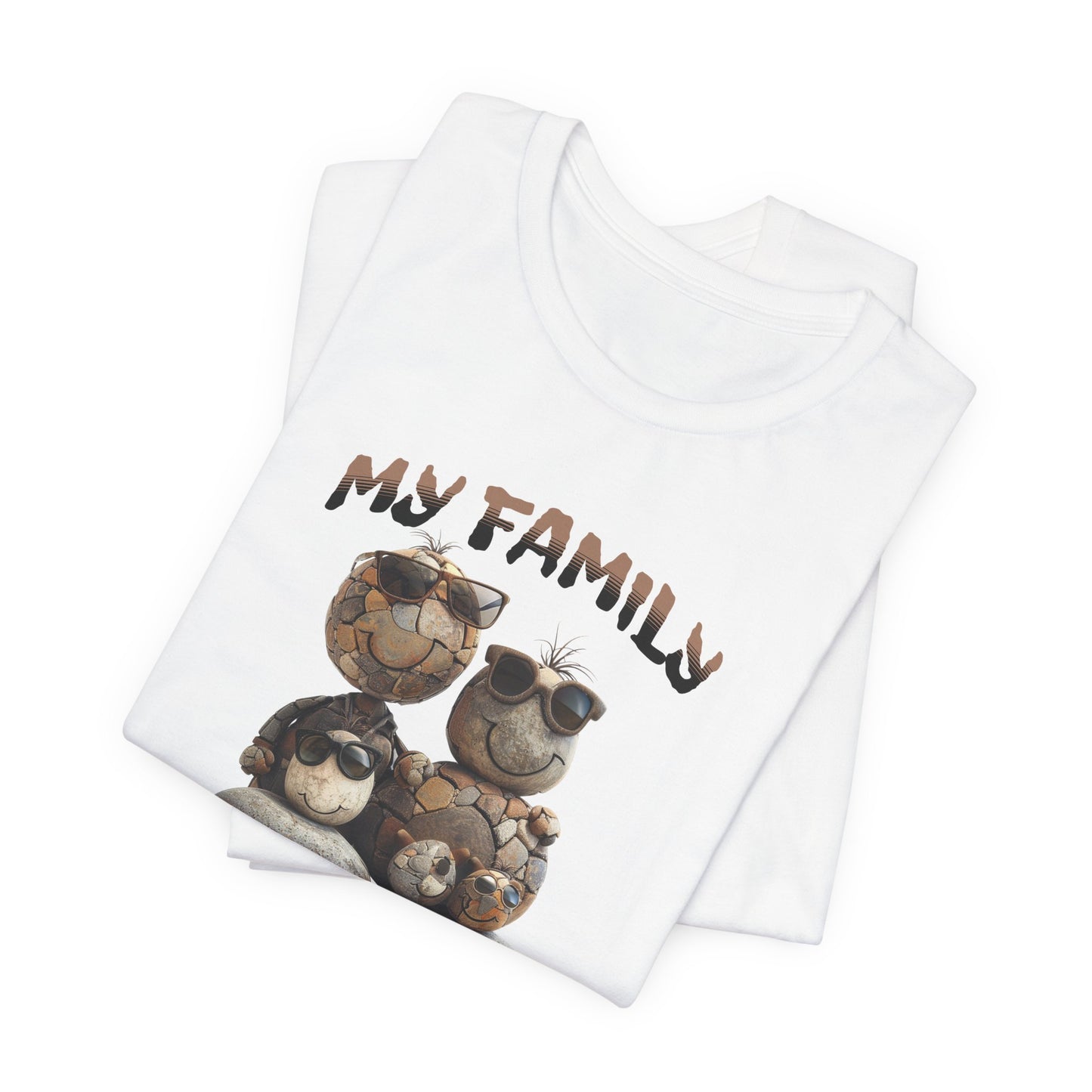 My Family Rocks! Cartoon Family T-Shirt, Short Sleeve, White or Baby Blue, Retail Fit, Cotton Blend