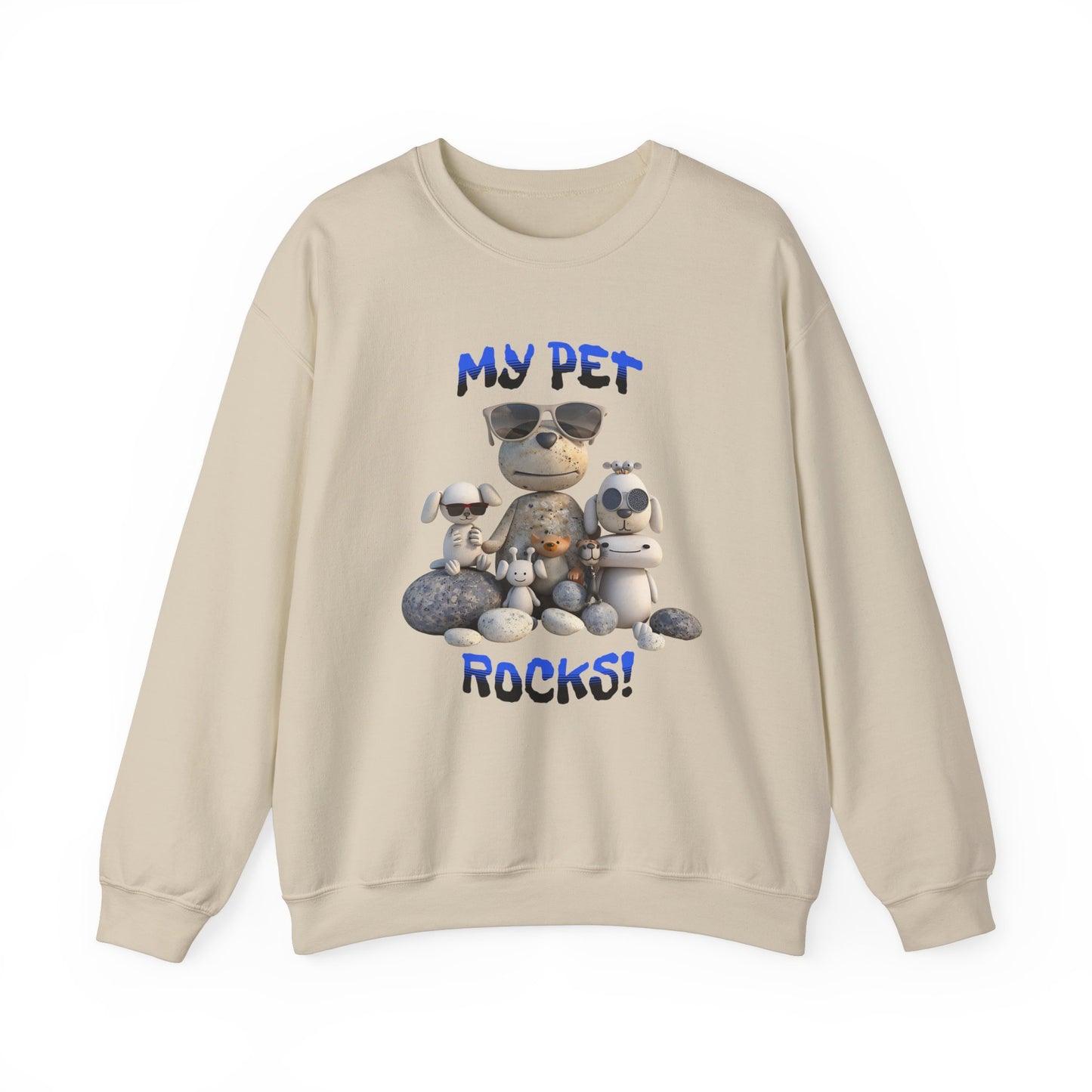 My Pet Rocks Unisex Heavy Blend™ Crewneck Sweatshirt Fun Animals Lover Dogs Cats Silly Cute Animal Print Fur Babies