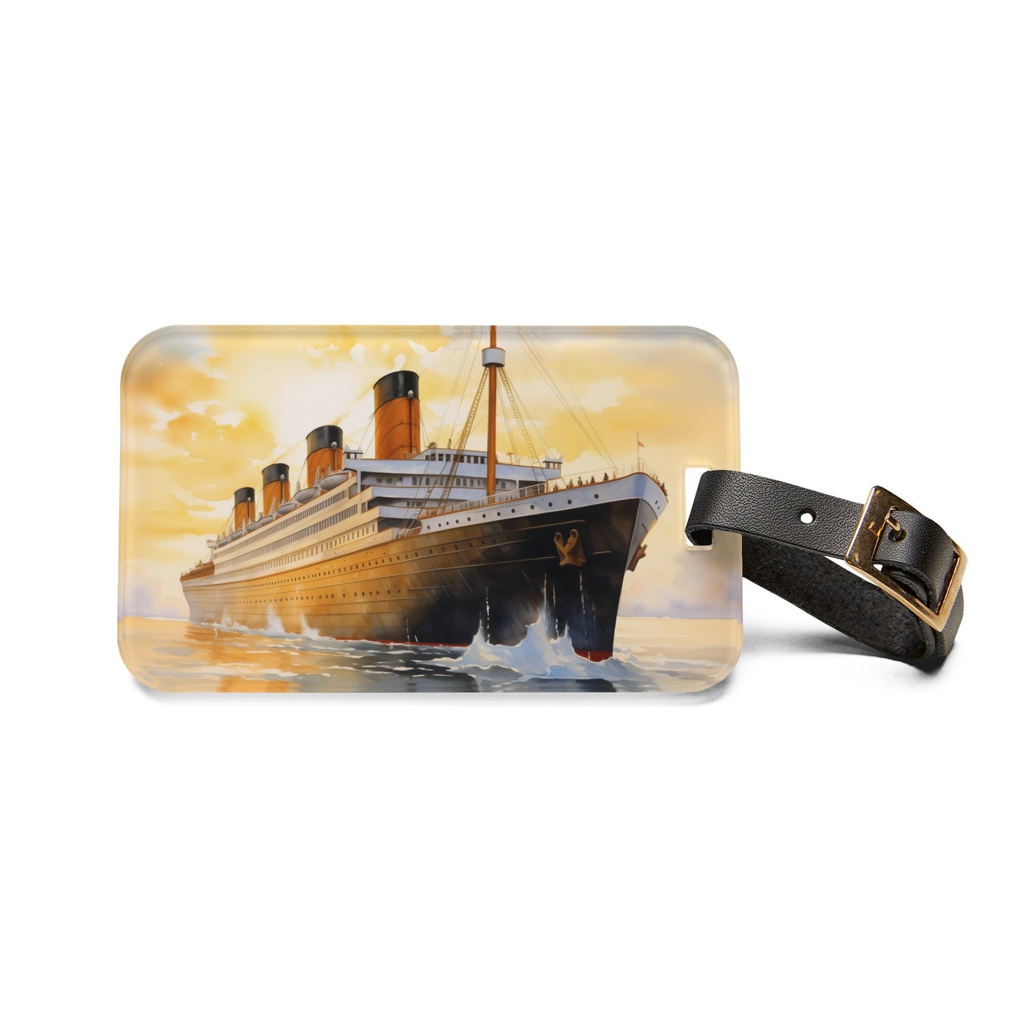 Titanic Acrylic Luggage Tags, 2.4 x 4 inches, 3 Design options, Leather Strap