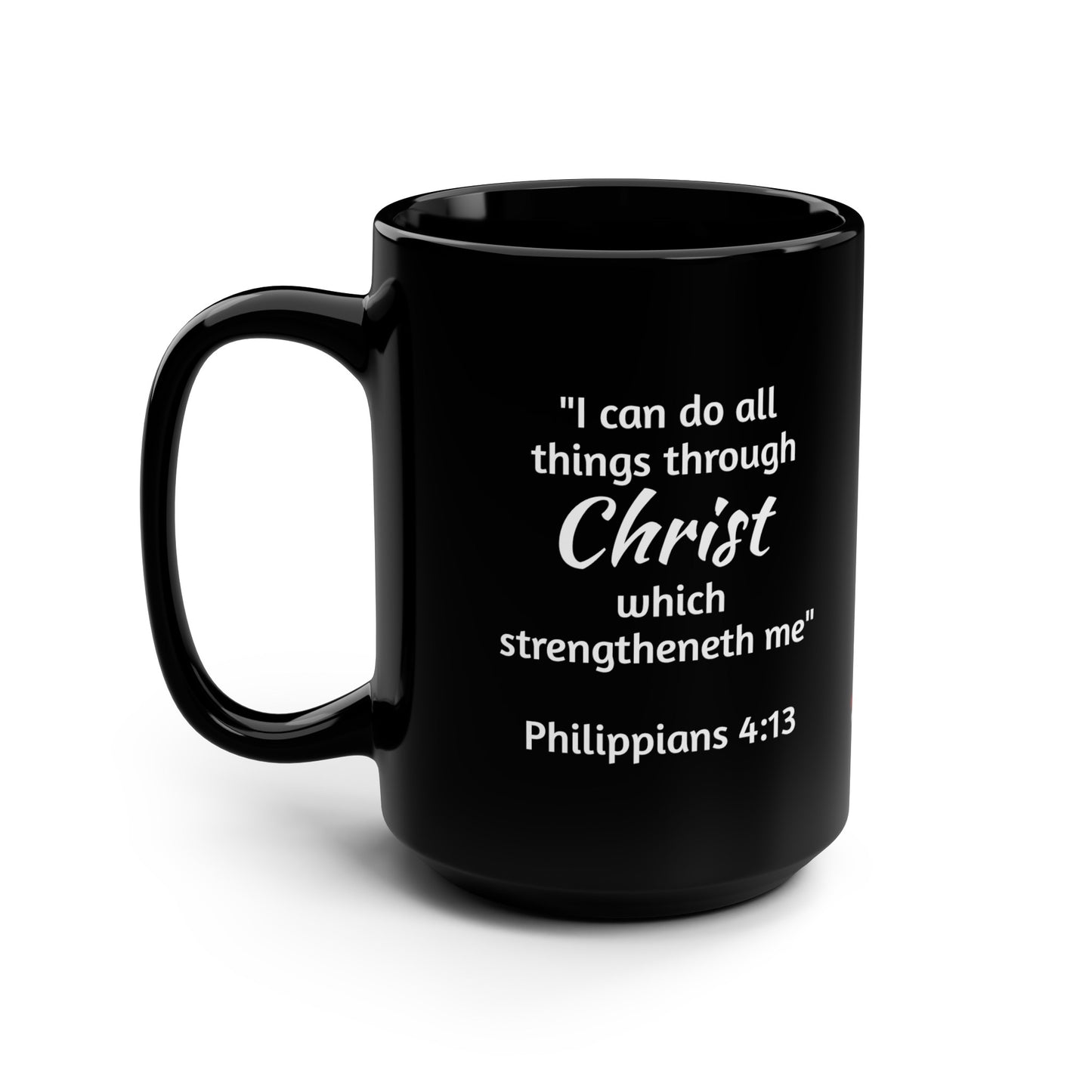 Firechick Designs Coffee Mugs with Bible Verses, 15oz Ceramic, 3 Variations, Black