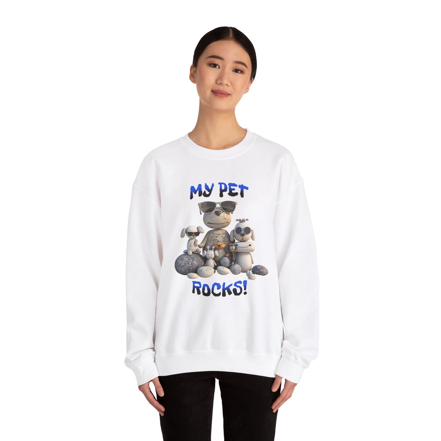 My Pet Rocks Unisex Heavy Blend™ Crewneck Sweatshirt Fun Animals Lover Dogs Cats Silly Cute Animal Print Fur Babies