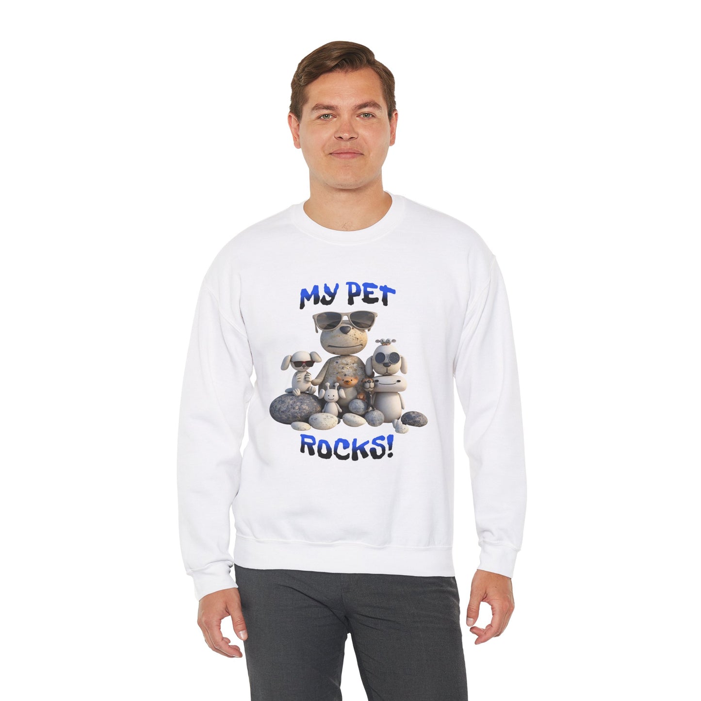 My Pet Rocks Unisex Heavy Blend™ Crewneck Sweatshirt Fun Animals Lover Dogs Cats Silly Cute Animal Print Fur Babies