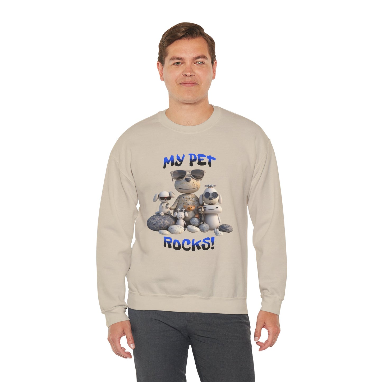 My Pet Rocks Unisex Heavy Blend™ Crewneck Sweatshirt Fun Animals Lover Dogs Cats Silly Cute Animal Print Fur Babies