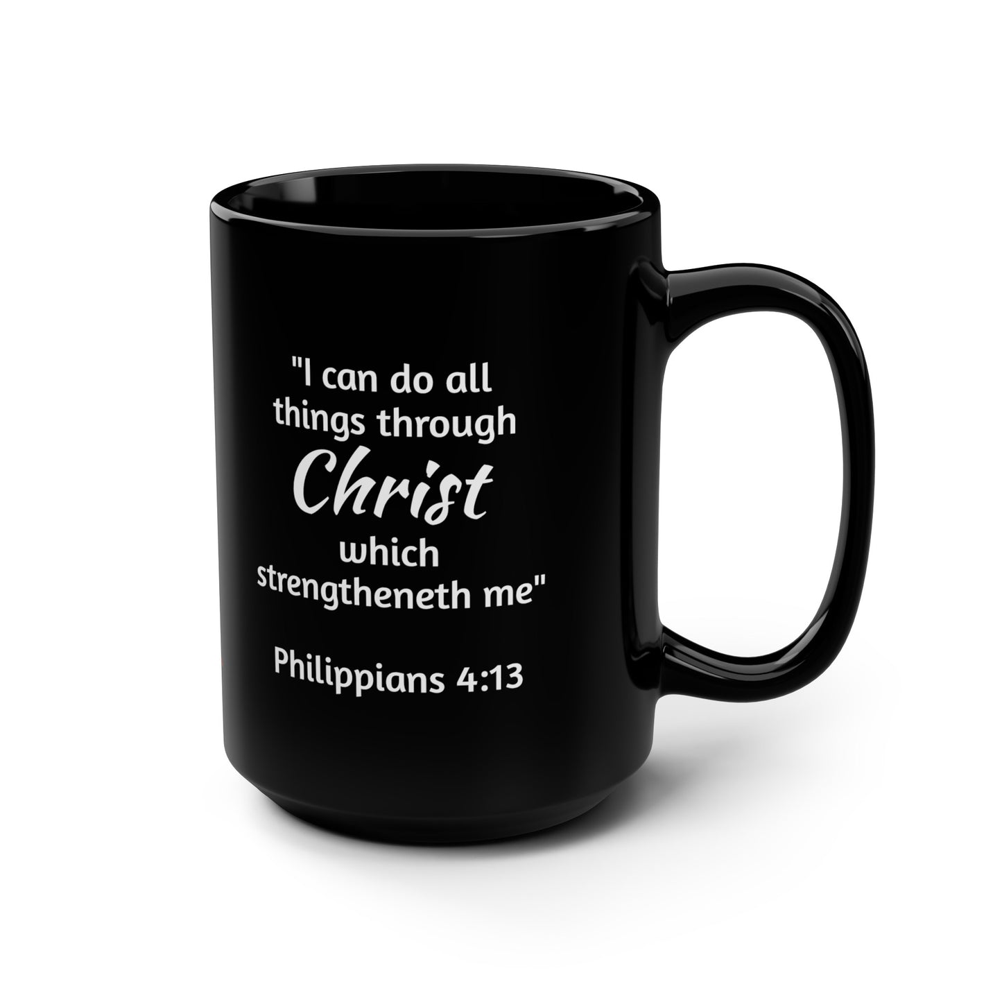 Firechick Designs Coffee Mugs with Bible Verses, 15oz Ceramic, 3 Variations, Black