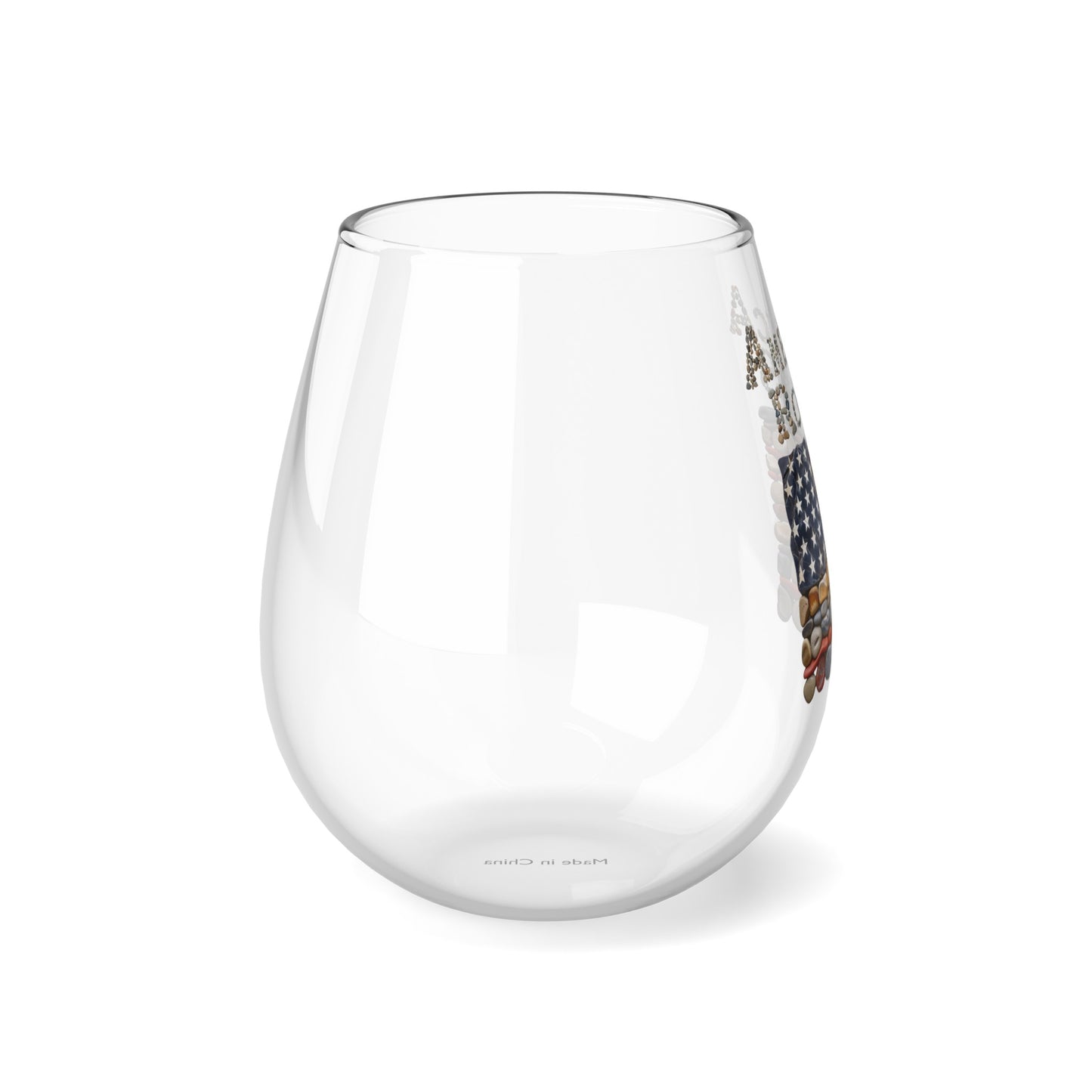Stemless Wine Glasses with American Flag Rock Design, 11.75 oz, Three variations available