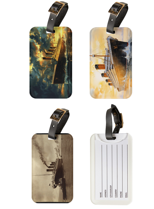 Titanic Acrylic Luggage Tags, 2.4 x 4 inches, 3 Design options, Leather Strap