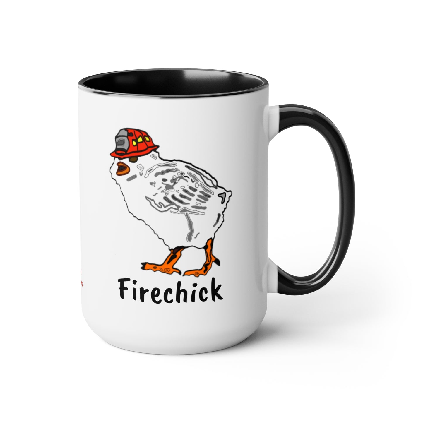 Firechick Designs "Firechick" Two-Tone Coffee Mugs, 15oz Lady Firefighters Mug Wife Firefighter Mom Coffee Cup