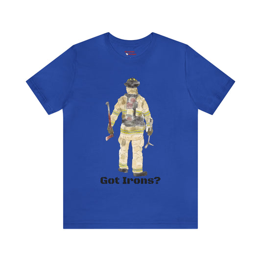 Firechick Designs Firefighter "Got Irons?" Unisex Ultra Cotton Tee Firefighter Gift Men's shirt Firefighter Gear