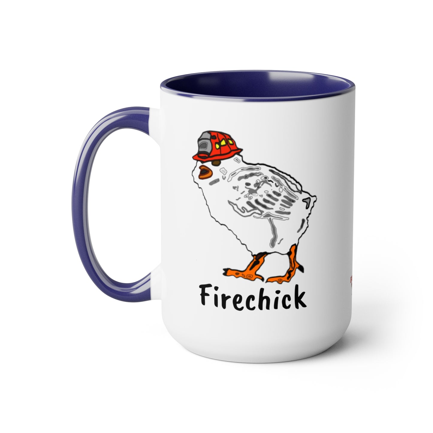 Firechick Designs "Firechick" Two-Tone Coffee Mugs, 15oz Lady Firefighters Mug Wife Firefighter Mom Coffee Cup