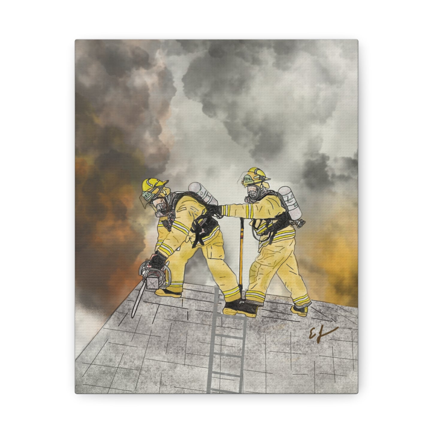 Firechick Designs Firefighter "Vent Crew" Canvas Gallery Wraps Firefighters Art Home Decor Wall Art Fireman Gift  Firemen Gifts