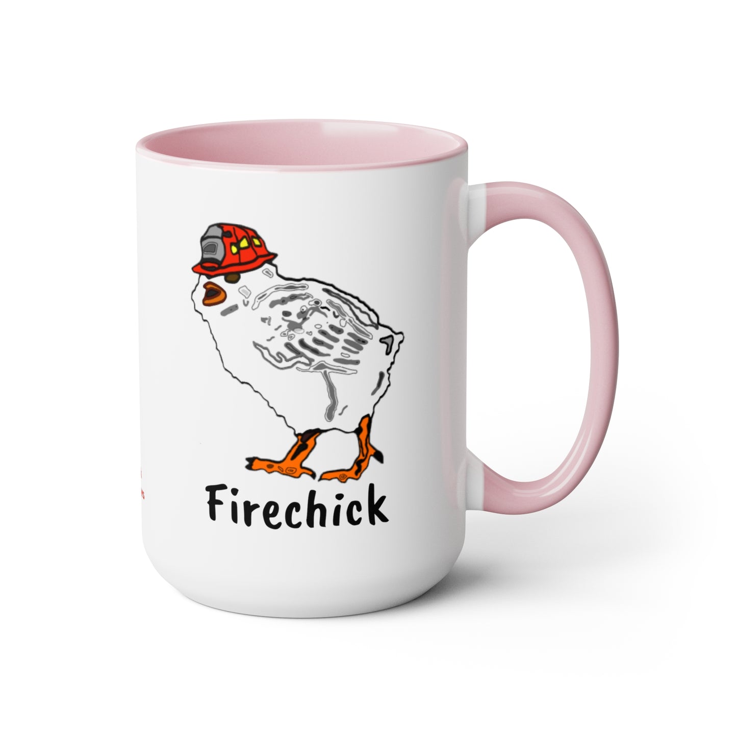 Firechick Designs "Firechick" Two-Tone Coffee Mugs, 15oz Lady Firefighters Mug Wife Firefighter Mom Coffee Cup