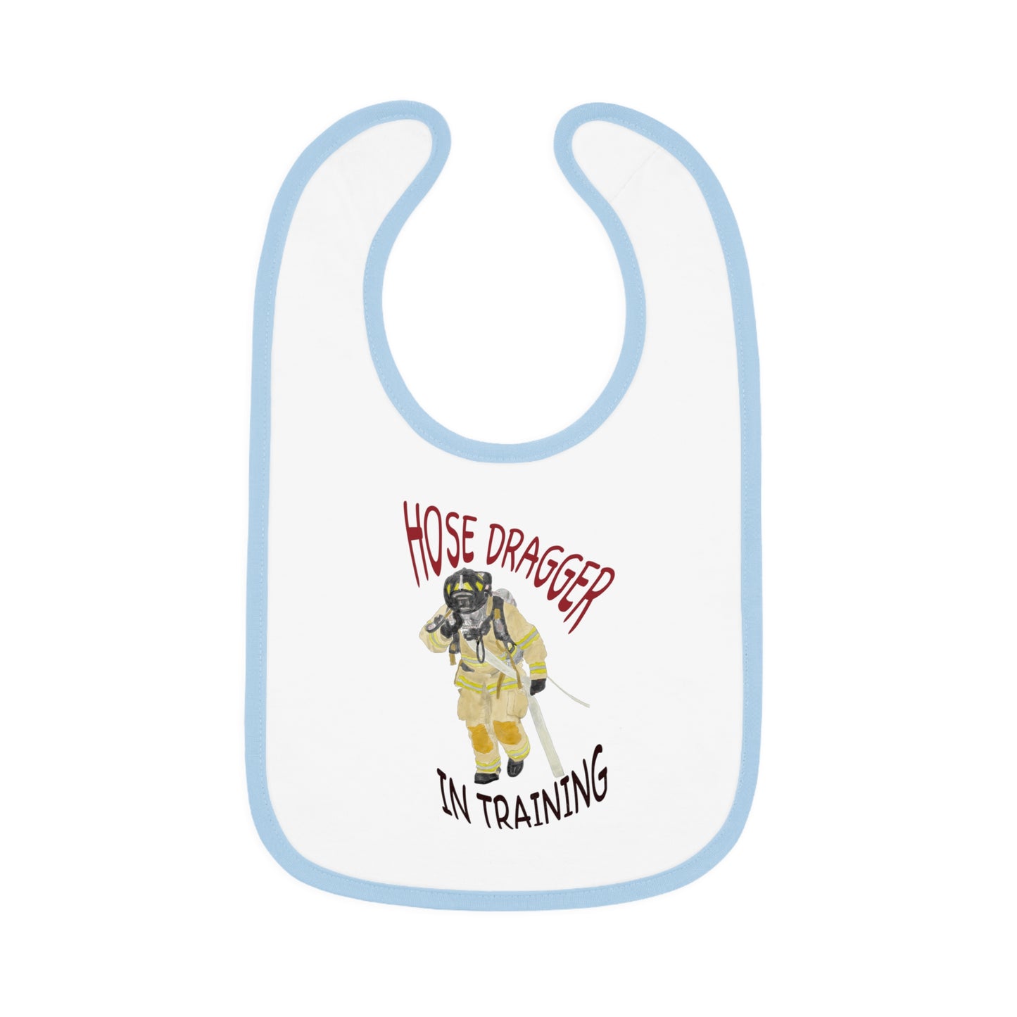 Firechick Designs Firefighter "Hose Dragger In Training" Baby Contrast Trim Jersey Bib Fireman Firewoman Fun Dickey Fun Face-cloth Napkin