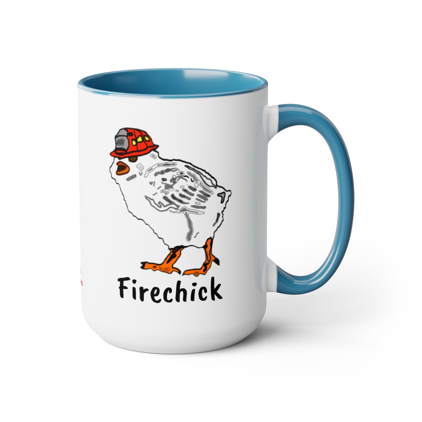 Firechick Designs "Firechick" Two-Tone Coffee Mugs, 15oz Lady Firefighters Mug Wife Firefighter Mom Coffee Cup