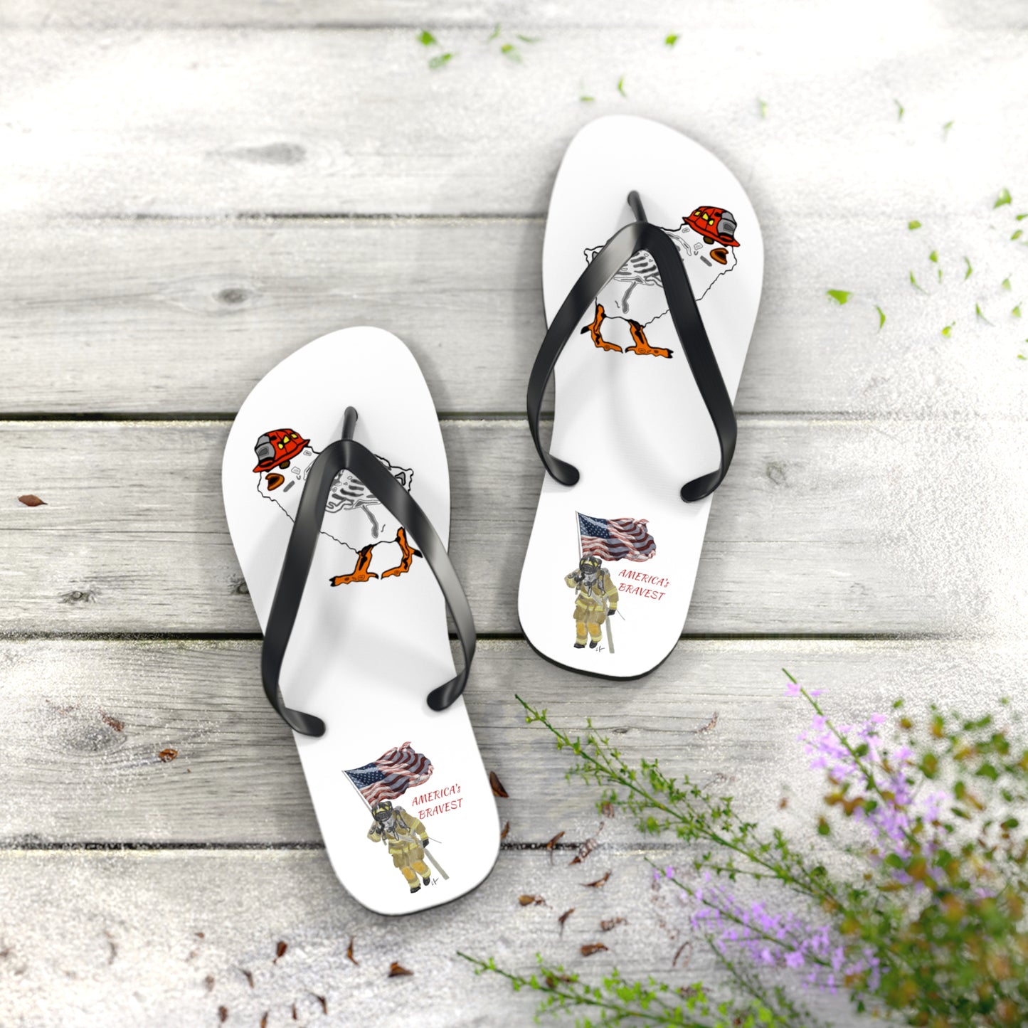 Firechick Designs Flip Flops |  Firefighter Firewoman Wife Wives Ladies in the Fire Service Family Sandals Beach Wear