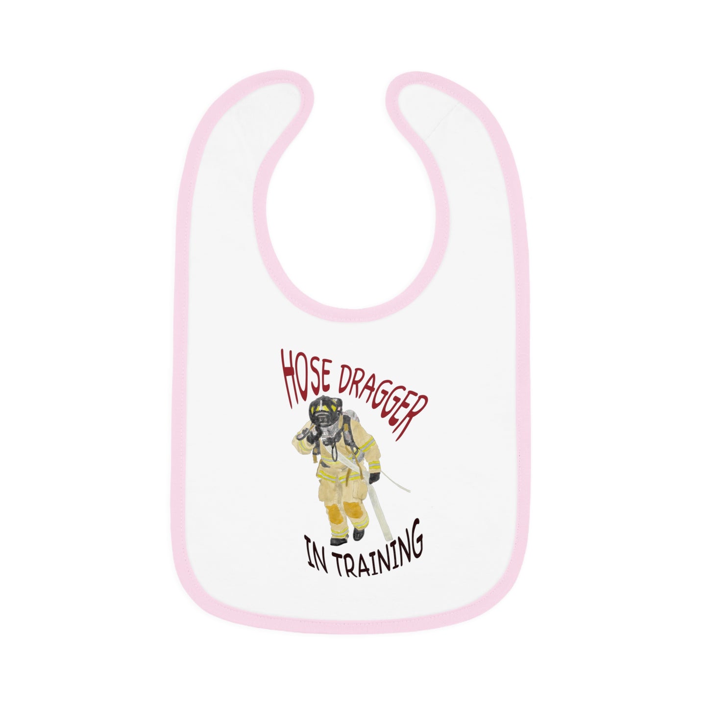 Firechick Designs Firefighter "Hose Dragger In Training" Baby Contrast Trim Jersey Bib Fireman Firewoman Fun Dickey Fun Face-cloth Napkin