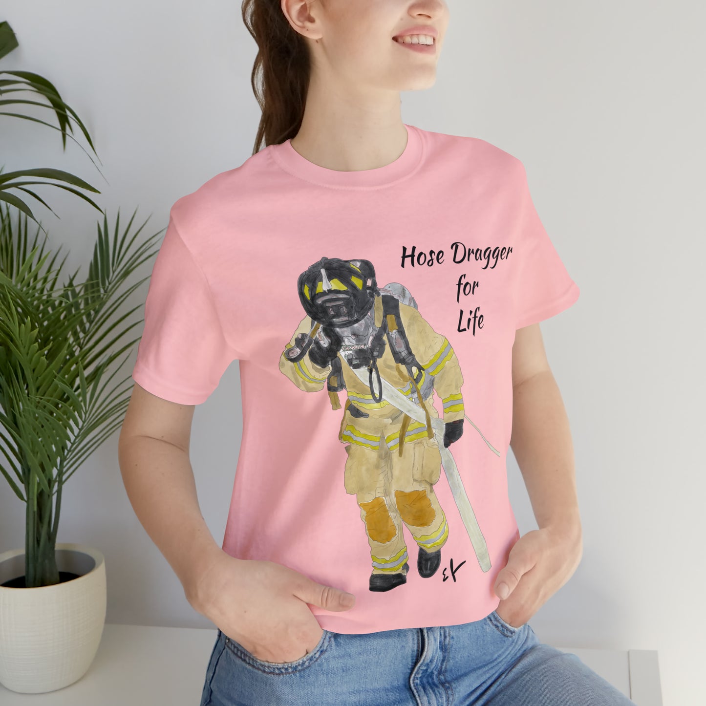 Firechick Designs Firefighter "Hose Dragger for Life" Unisex Jersey Short Sleeve Tee Firefighter Gift Firefighter Shirt