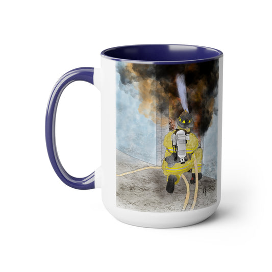 Firechick Designs Firefighter "This is the Life" Two-Tone Coffee Mugs, 15oz Firefighters Gifts Gift Mug Cup