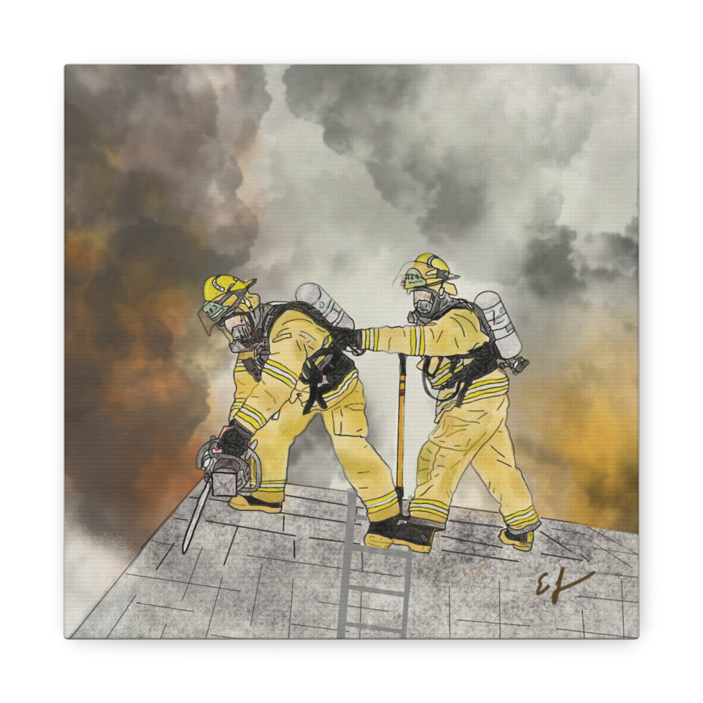 Firechick Designs Firefighter "Vent Crew" Canvas Gallery Wraps Firefighters Art Home Decor Wall Art Fireman Gift  Firemen Gifts
