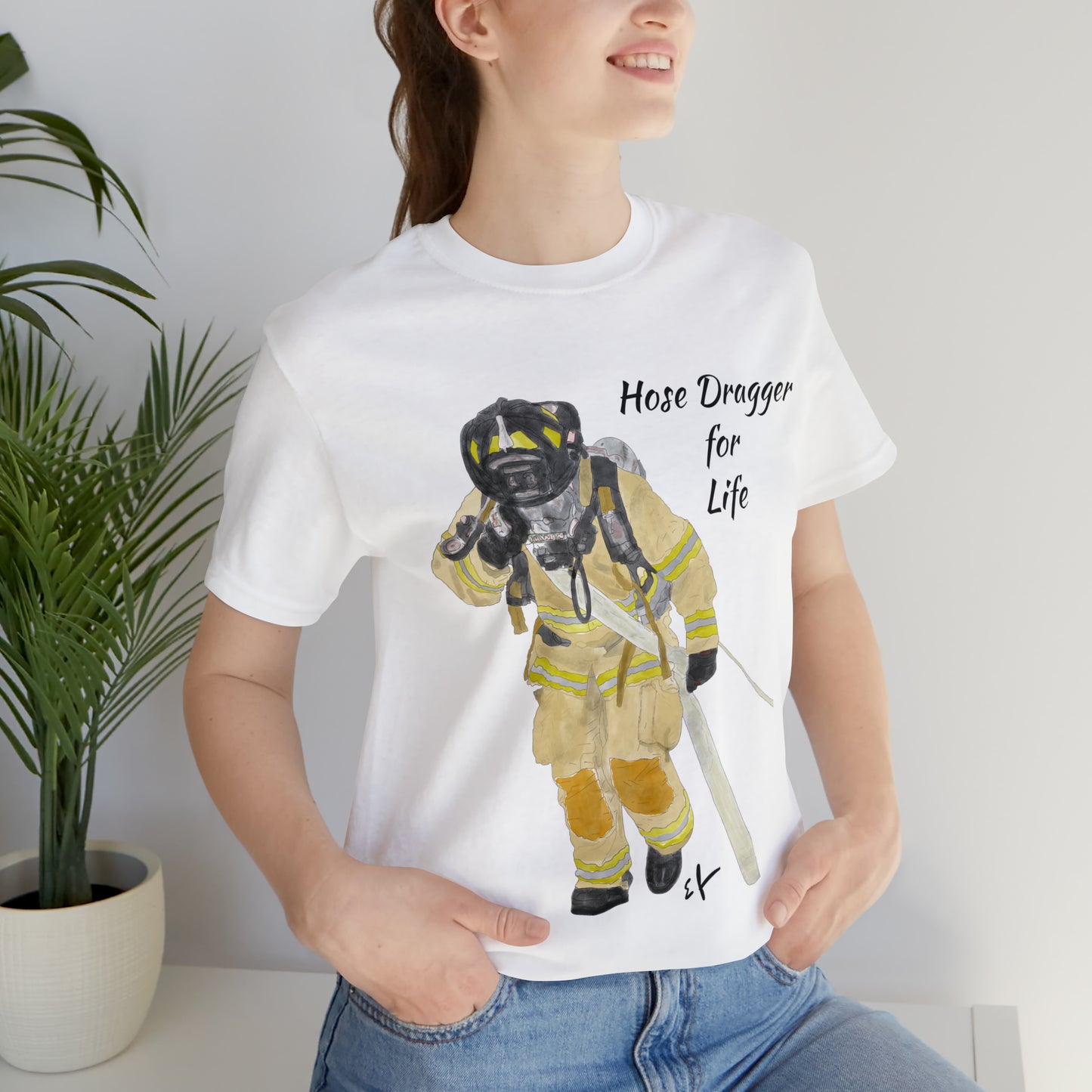 Firechick Designs Firefighter "Hose Dragger for Life" Unisex Jersey Short Sleeve Tee Firefighter Gift Firefighter Shirt