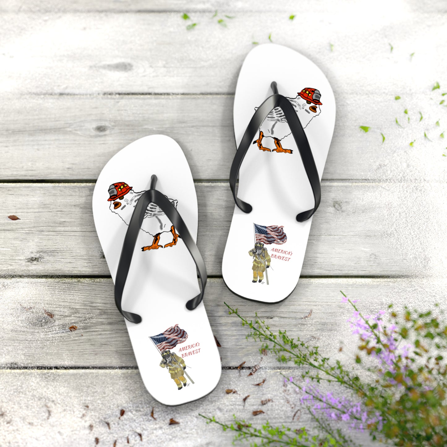 Firechick Designs Flip Flops |  Firefighter Firewoman Wife Wives Ladies in the Fire Service Family Sandals Beach Wear