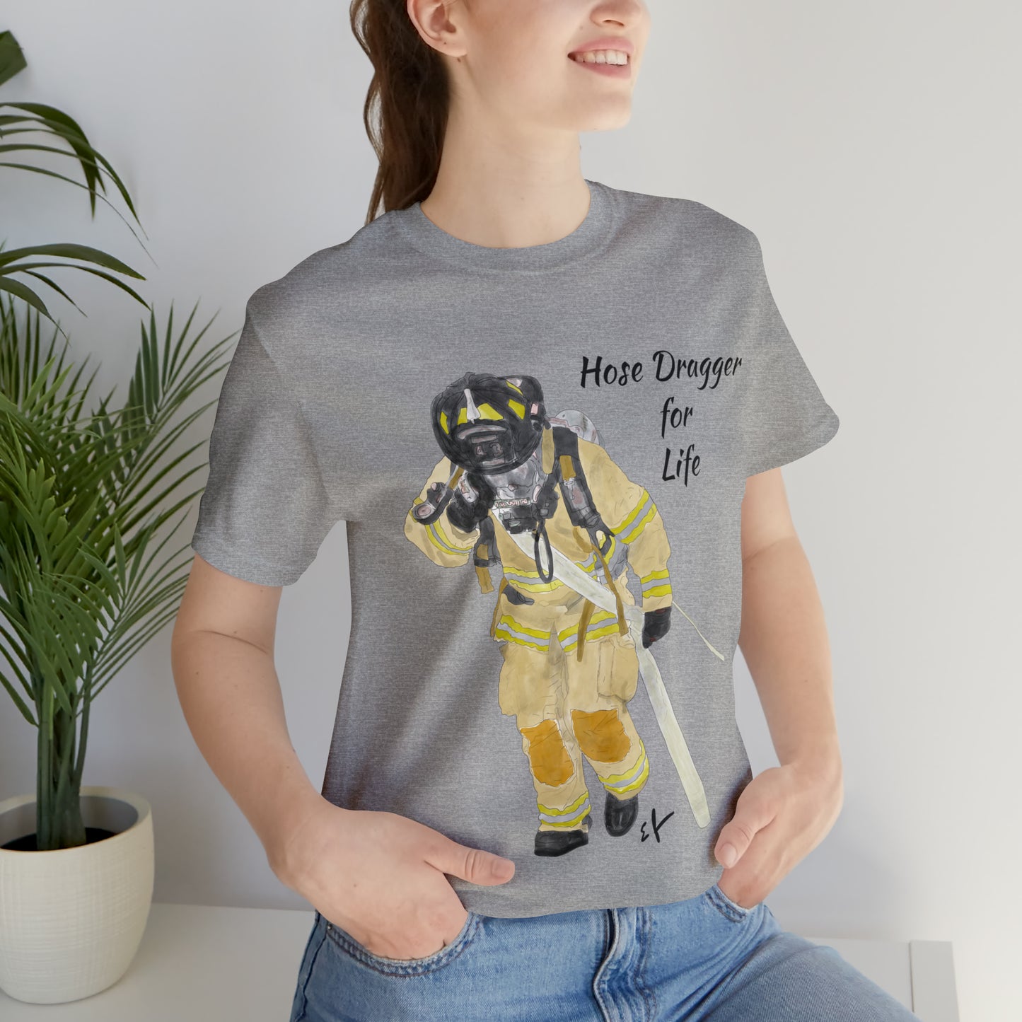 Firechick Designs Firefighter "Hose Dragger for Life" Unisex Jersey Short Sleeve Tee Firefighter Gift Firefighter Shirt