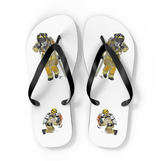 Firechick Designs Firefighter Flip Flops | Hose Dragger Fireman Fire Fighter Sandals Thongs Firewoman Men Women