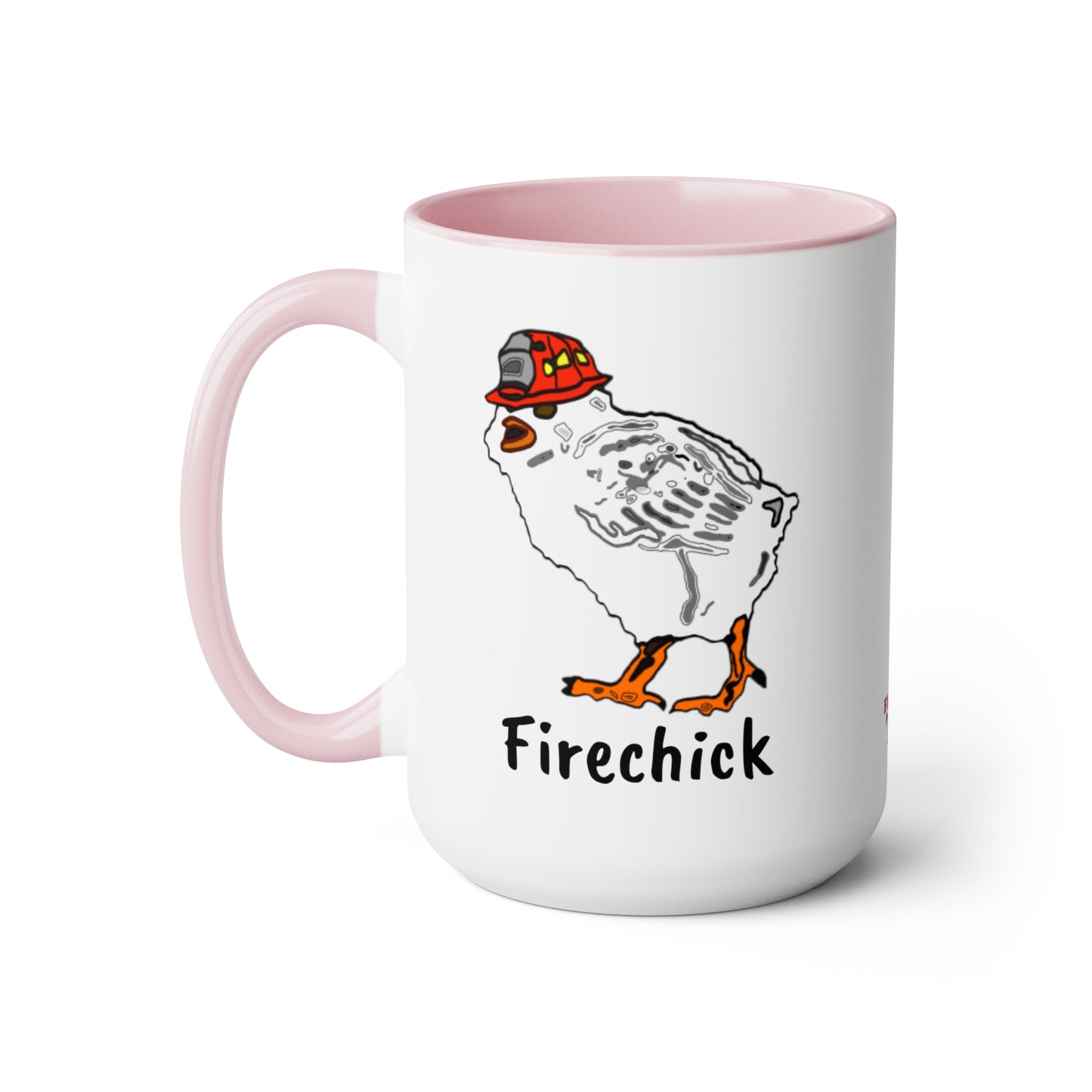 Firechick Designs "Firechick" Two-Tone Coffee Mugs, 15oz Lady Firefighters Mug Wife Firefighter Mom Coffee Cup