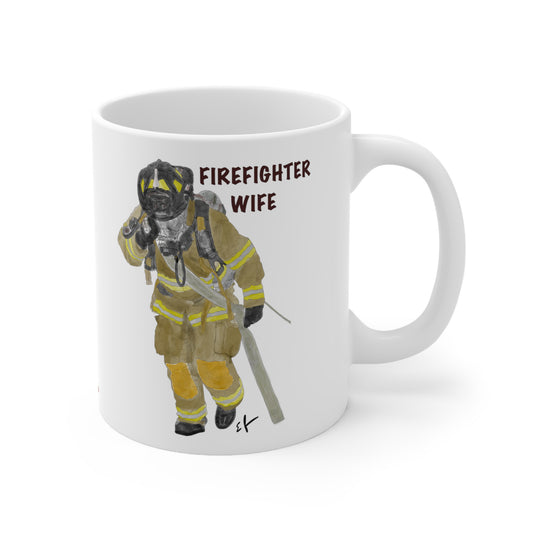 Firefighter Wife Ceramic Mug 11oz | Firemen Wives Coffee Mugs Cups | Future Wife's Cup | Fireman fiance | Firefighters Wedding Gift