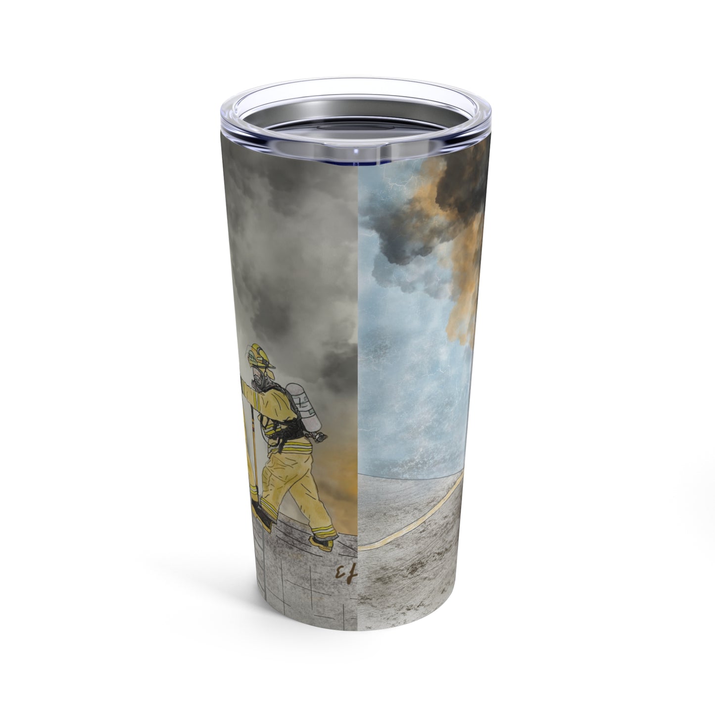 Firechick Designs "Firefighters in Action" Tumbler 20oz Firefighter Art Gift Mug Cup Coffee Cold Hot Drinks Fire Fighter Fireman