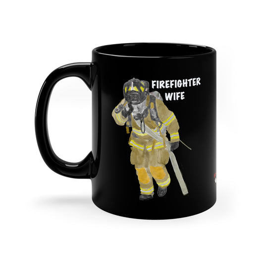 Firefighter Wife Black Ceramic Mug 11oz | Firemen Wives Coffee Mugs Cups | Future Wife's Cup | Fireman fiance | Firefighters Wedding Gift