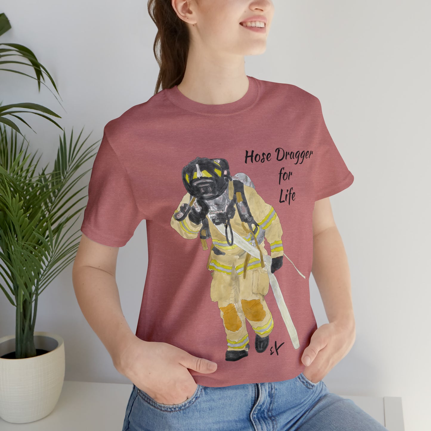 Firechick Designs Firefighter "Hose Dragger for Life" Unisex Jersey Short Sleeve Tee Firefighter Gift Firefighter Shirt