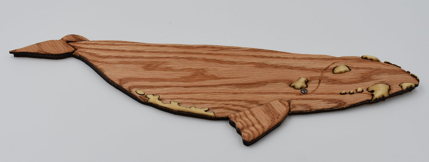 Wood Art / Right Whale / Coastal / Wood Decor / Oak and Poplar Wood / Home Decor / Wooden Wall Art