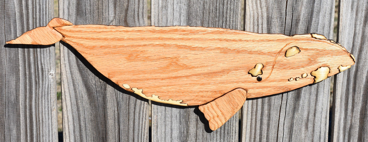 Wood Art / Right Whale / Coastal / Wood Decor / Oak and Poplar Wood / Home Decor / Wooden Wall Art