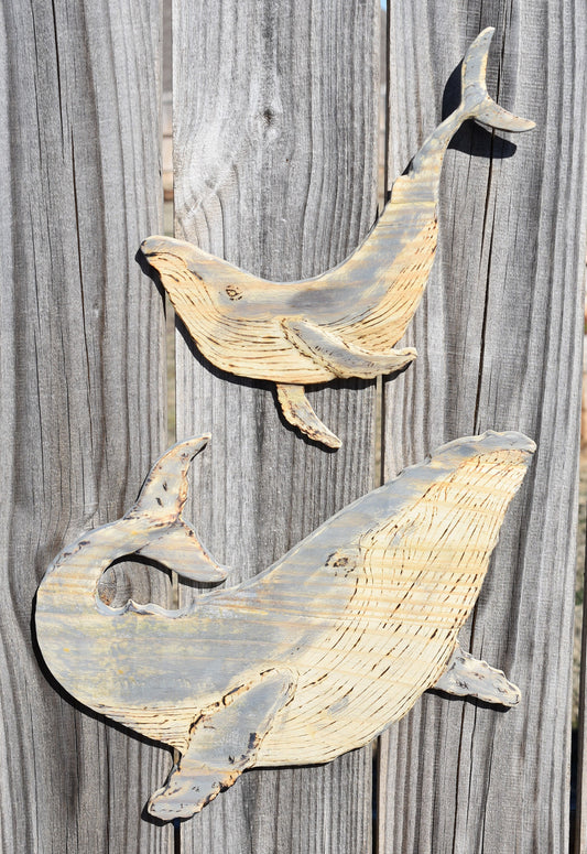 Wood Art / Reclaimed Wood / Humpback Whales / Coastal / Wood Decor / Recycled Wood / Home Decor / Wooden Wall Art