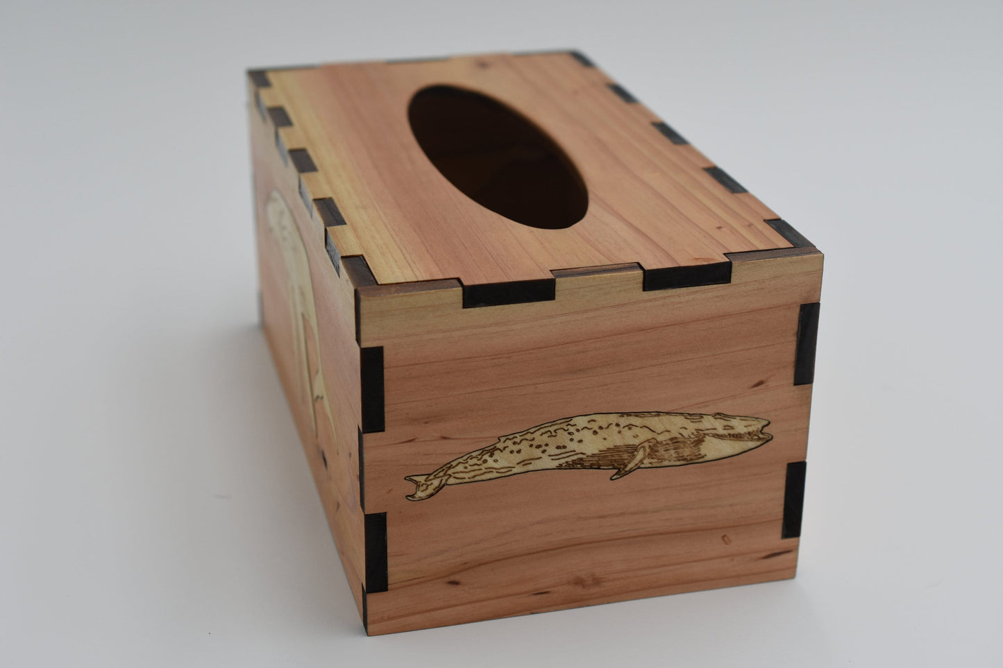 Tissue Box Cover Holder Rectangular, Wood Tissue Box Cover, Tissue Cover with Slide Out Bottom, Tissue Box Hider, Cedar with Poplar Whales