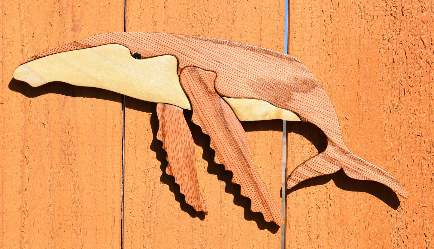 Wood Art / Humpback Whale / Coastal / Wood Decor / Oak and Poplar Wood / Home Decor / Wooden Wall Art