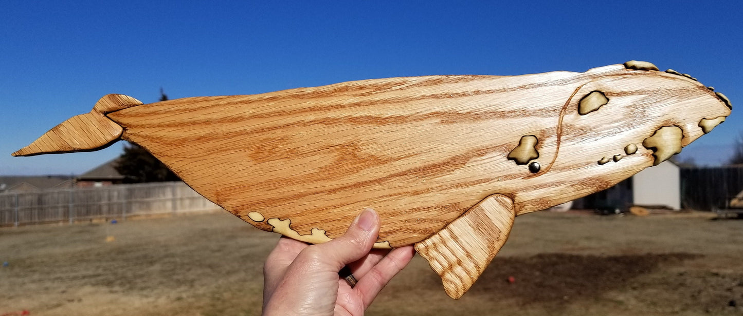 Wood Art / Right Whale / Coastal / Wood Decor / Oak and Poplar Wood / Home Decor / Wooden Wall Art