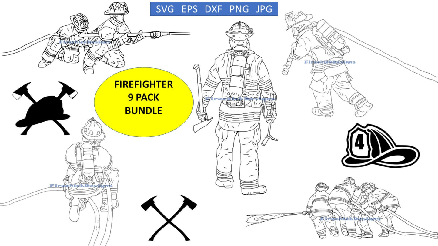 Firefighter SVG files T-shirts Mugs Stickers fire dept svg, firefighter svg, Sillhouette, cricut, clipart dxf png eps