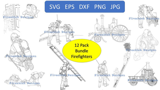 12 Pack Bundle Firefighter SVG files png eps dxf jpg clipart cricut images digital station department
